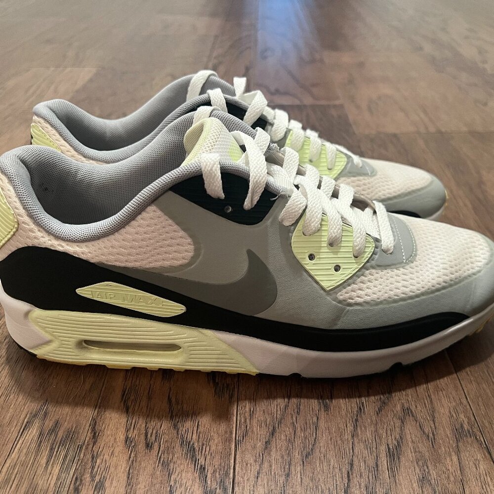 NIKE AIR MAX 90 GOLF WHITE PARTICLE GREY BARELY VOLT MENS SIZE 11.5